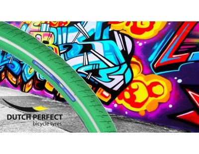 Holländska perfekt däck 28 x 2,00 50-622 Ingen puncure - grön med reflektion