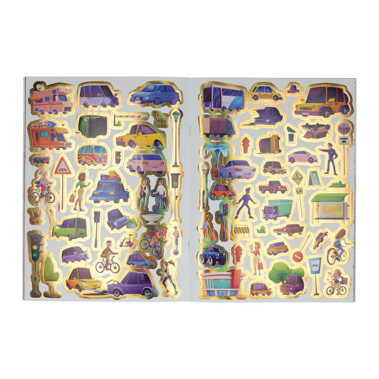 Oral cards Color and sticker book Super beautiful vehicles