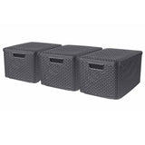Úložné boxy s kurčkou s víkem 3 st styl l antracit