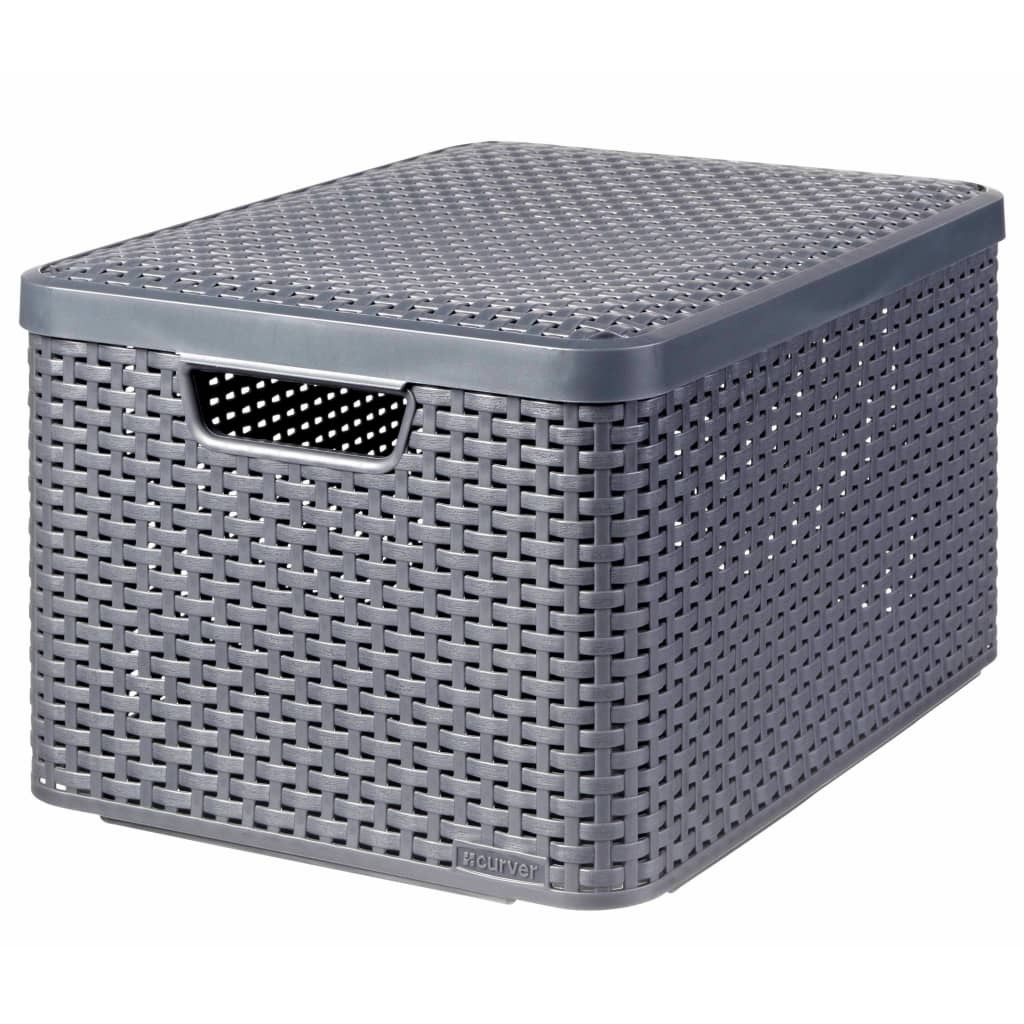 Úložné boxy s kurčkou s víkem 3 st styl l antracit