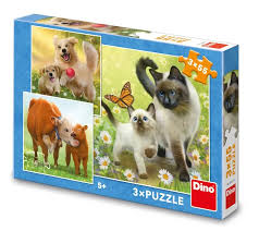 Dinotoys Dino Children's Puzzle With Dog Poes And Cows - 3 x 55 pieces