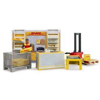 Service de colis Bruder DHL avec camion à palette + figure