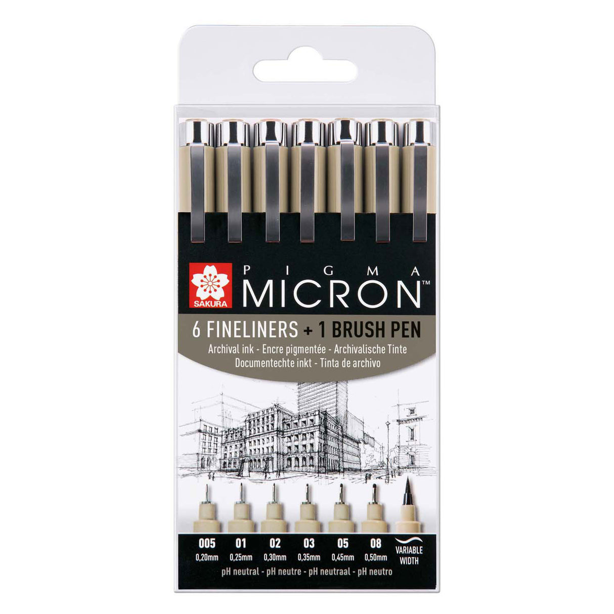 Sakura Pigma Micron Set 6 Fineliners och 1 Pigma Brush