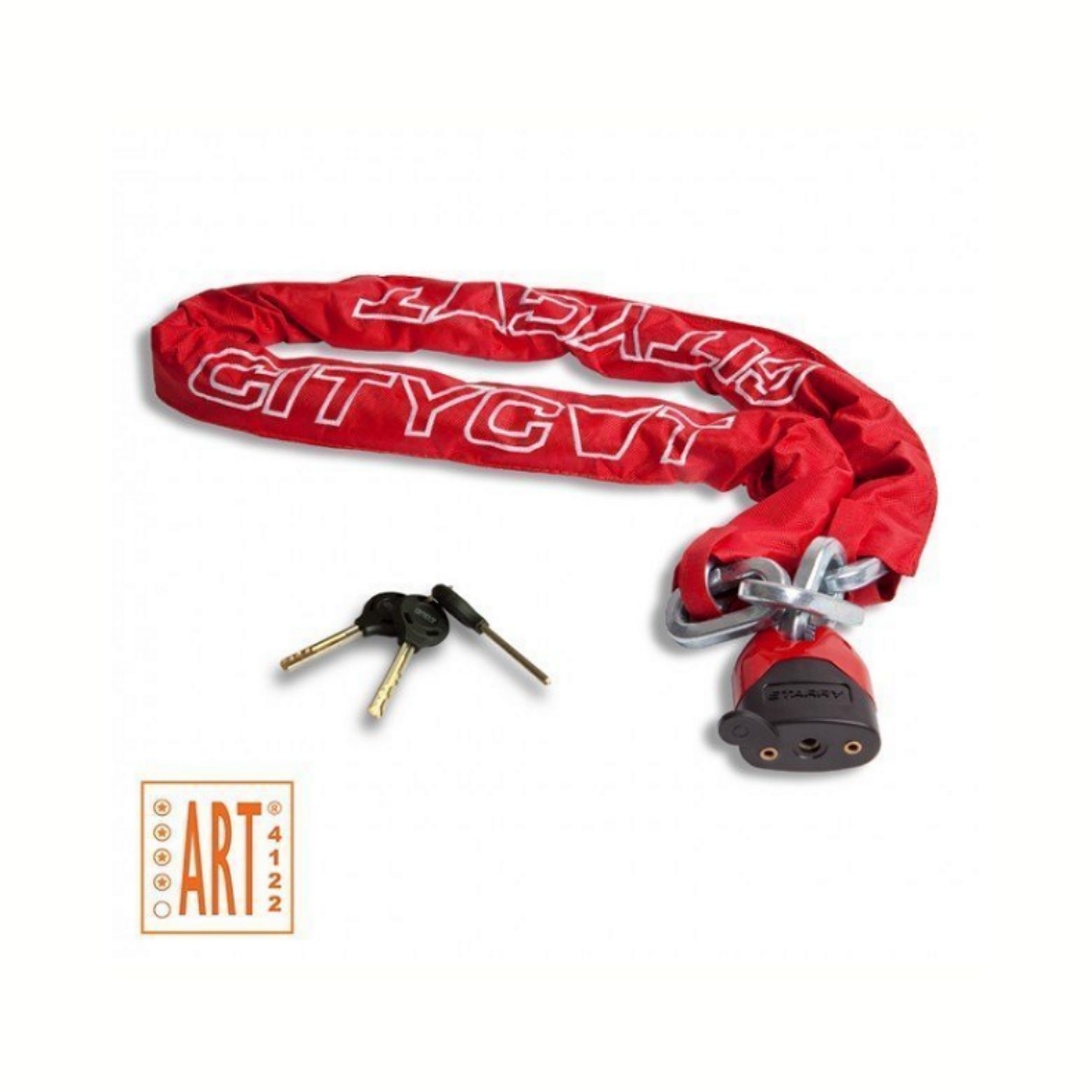 Citycat Chain Lock avec couverture en nylon 1500 x 12,5 mm de rouge