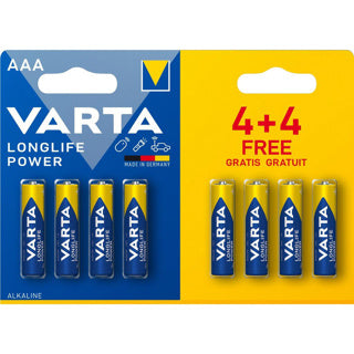 Varta Battery AAA 4+4 Alkaline Longlife Power