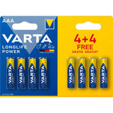Varta Battery AAA 4+4 Alkaline Longlife Power