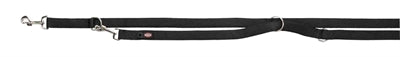 Trixie Dog Leash Premium Double Stitched Justerbar sort