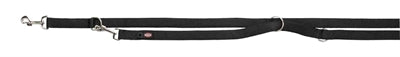 Trixie Dog Leash Premium Double Stitched nastavljivo črno črno