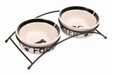 Trixie Food Bowl Beber Bin Set Eat On Your Feh White Black