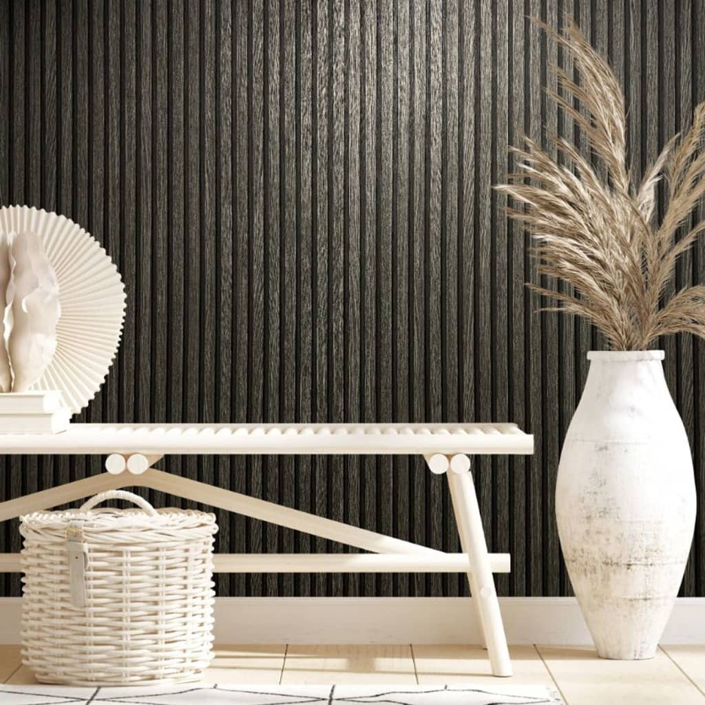 Papier peint mural nord botanica en bois noirs et gris