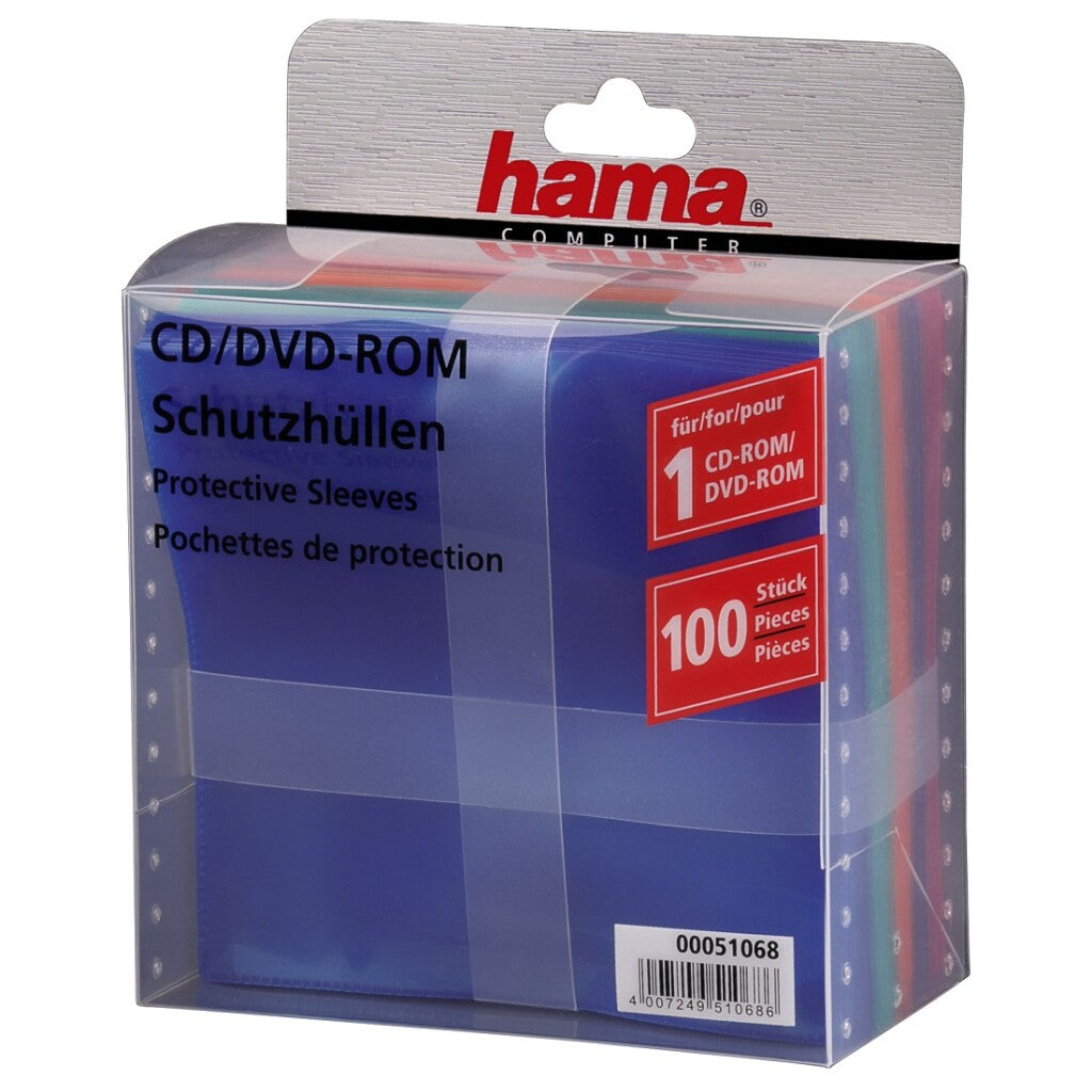 Hama CD DVD Blu-ray PP Sleeves 100-pack multi color