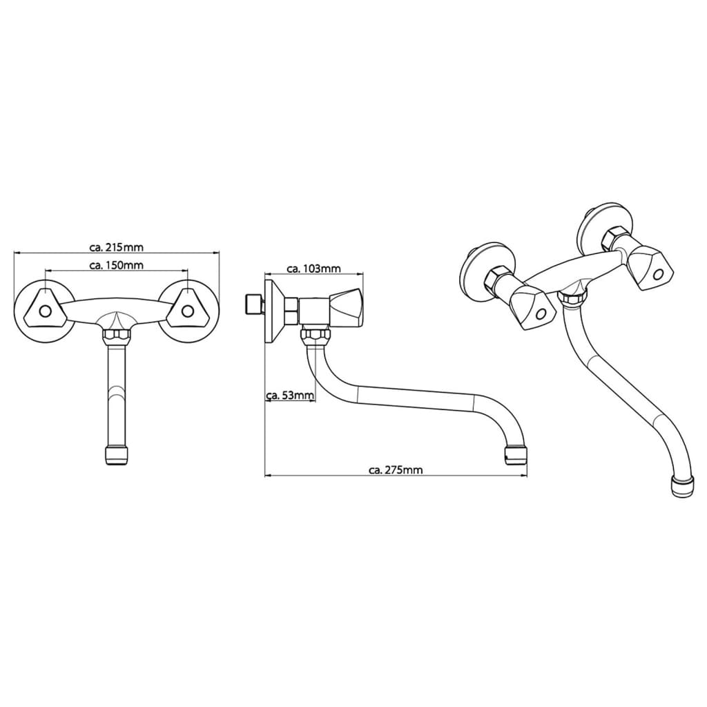 Schütte two -button wall mixer crane cesti chrome -colored