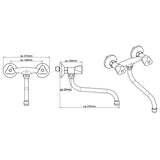 Schütte two -button wall mixer crane cesti chrome -colored