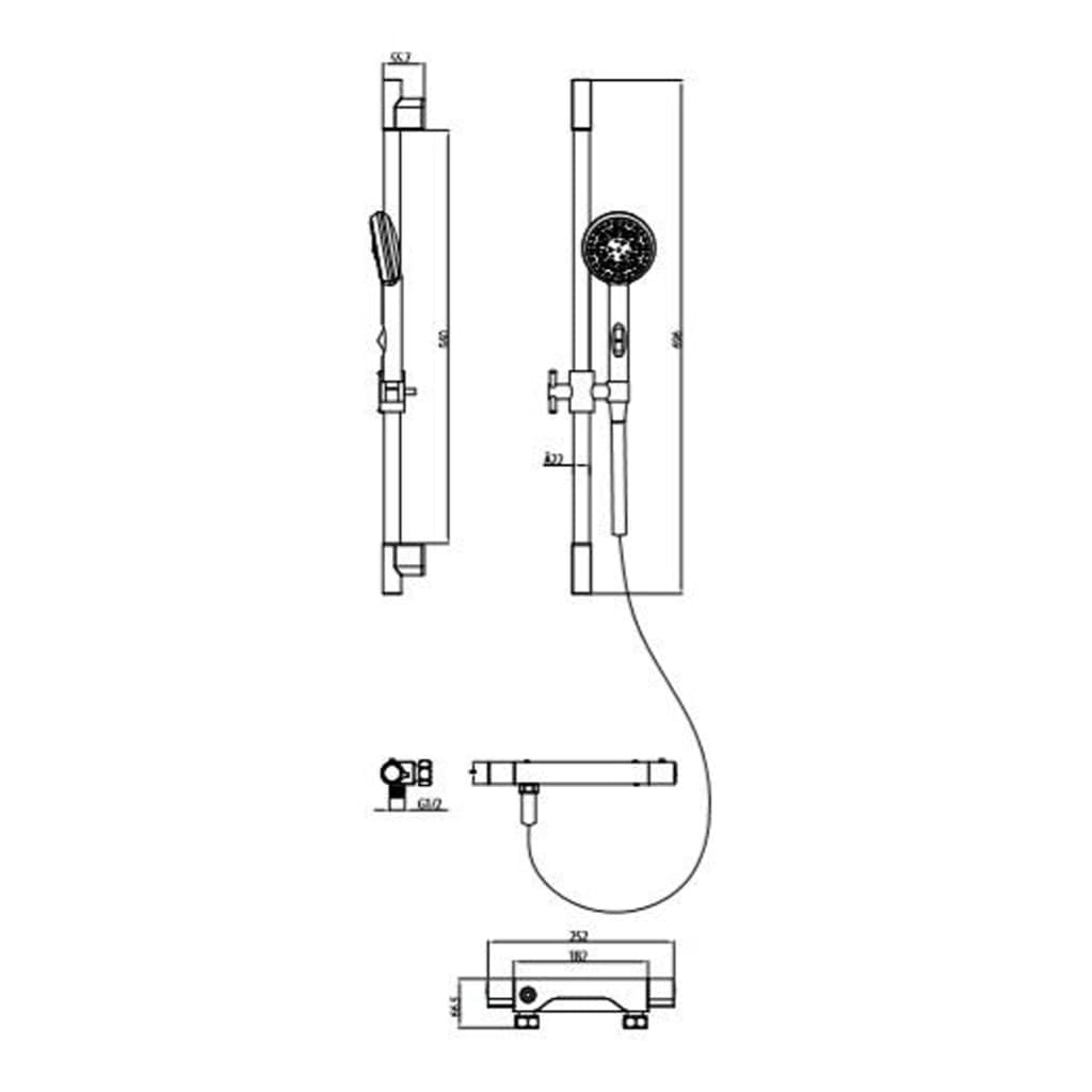 Schütte douchestangset aqua 2 save chroomkleurig