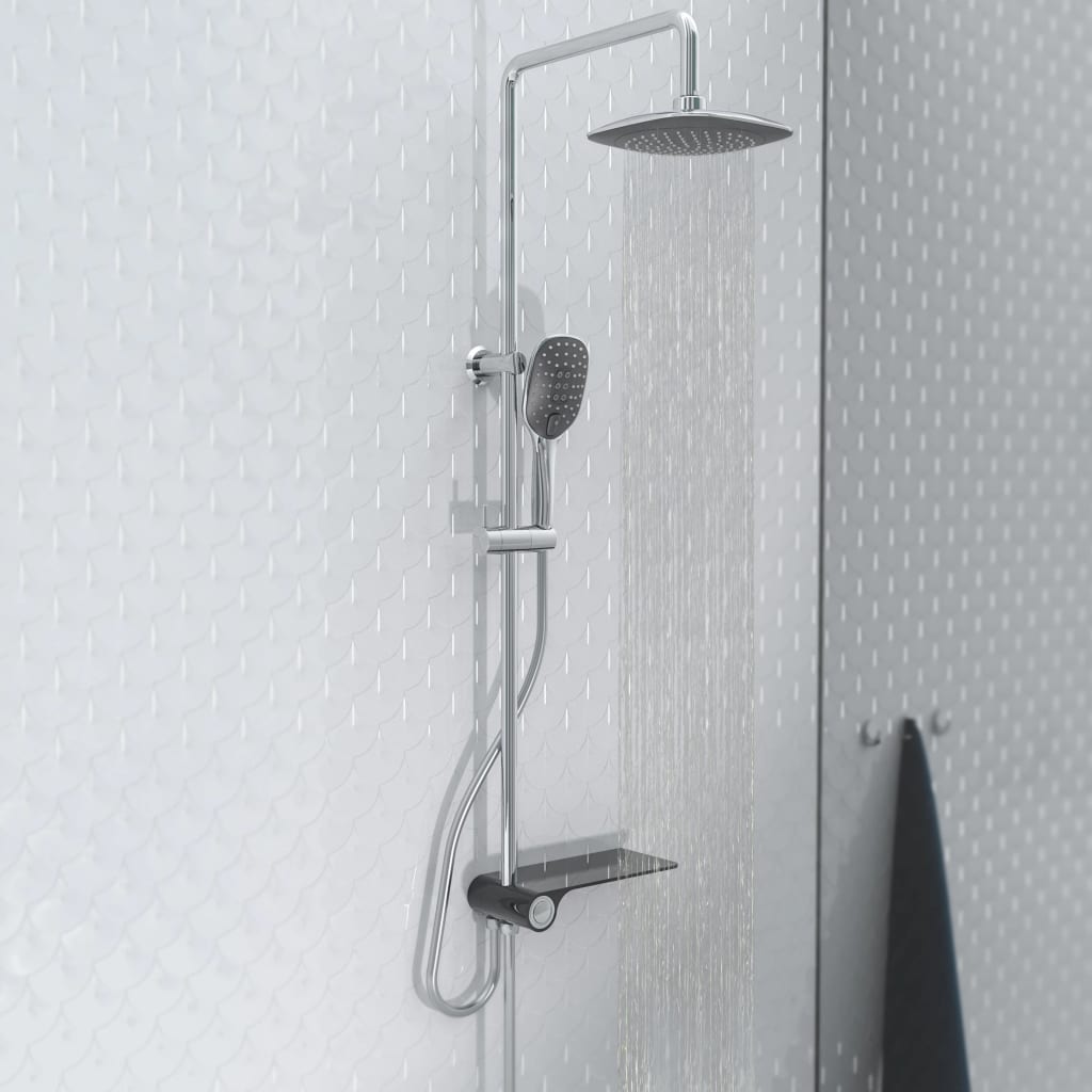 Schütte dežni tuš set s stranskim planotam Aquastar kromiranim antracitom