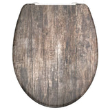 Asiento de inodoro Schütte con duroplast de madera vieja de cierre suave con estampado