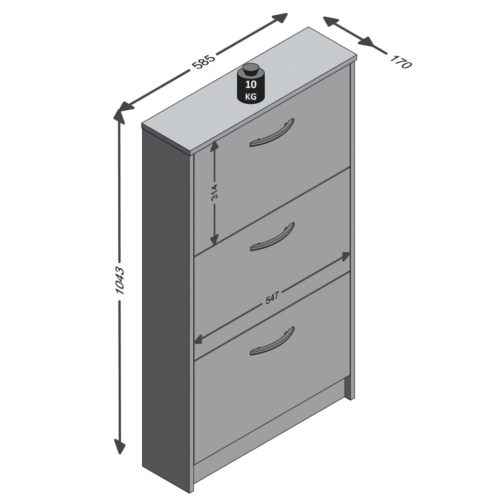 Armoire à chaussures FMD FMD avec 3 compartiments inclinables blancs