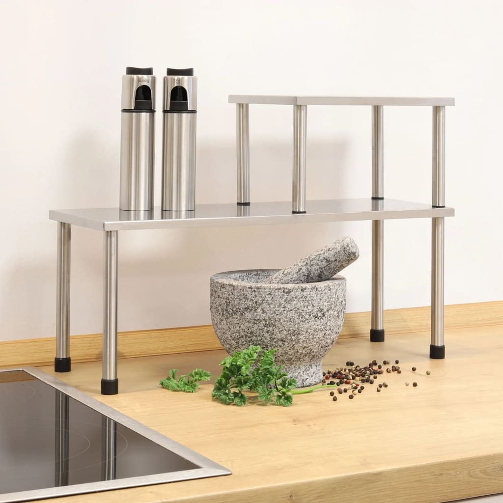Hi kitchen rack 2 shelves silver colored