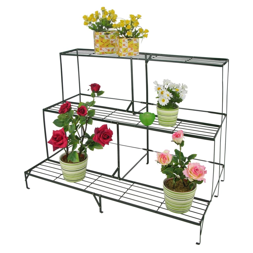 Hej hej blommor rack 3-skikt 100x60x75 cm metall svart