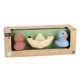 Jipy bioplastic set 2 badeendjes en 1 bootje assorti