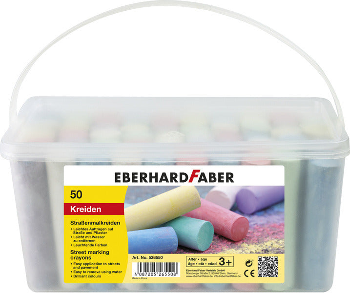 Eberhard Faber EF-526550 seau à craie de trottoir avec 50 craies