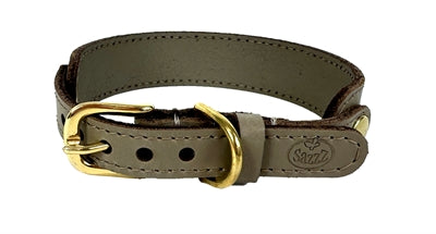 Chiens de col sazzz chérie en cuir taupe