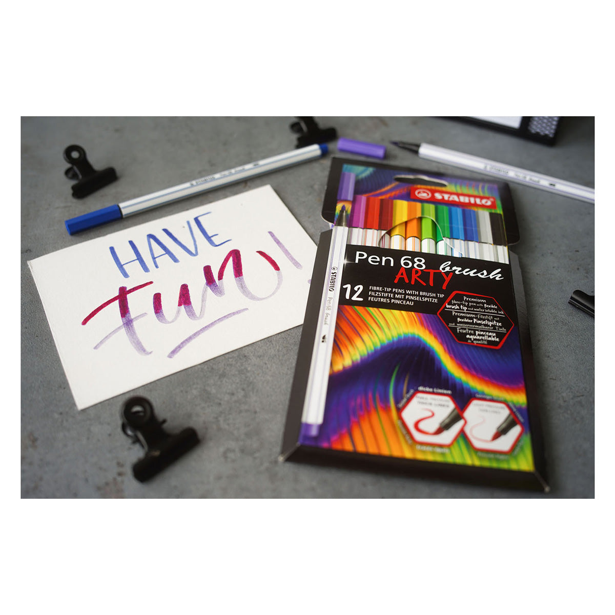 Stabilo Pen 68 Pinsel Arty Filz -Tip Stifte 12 Teile
