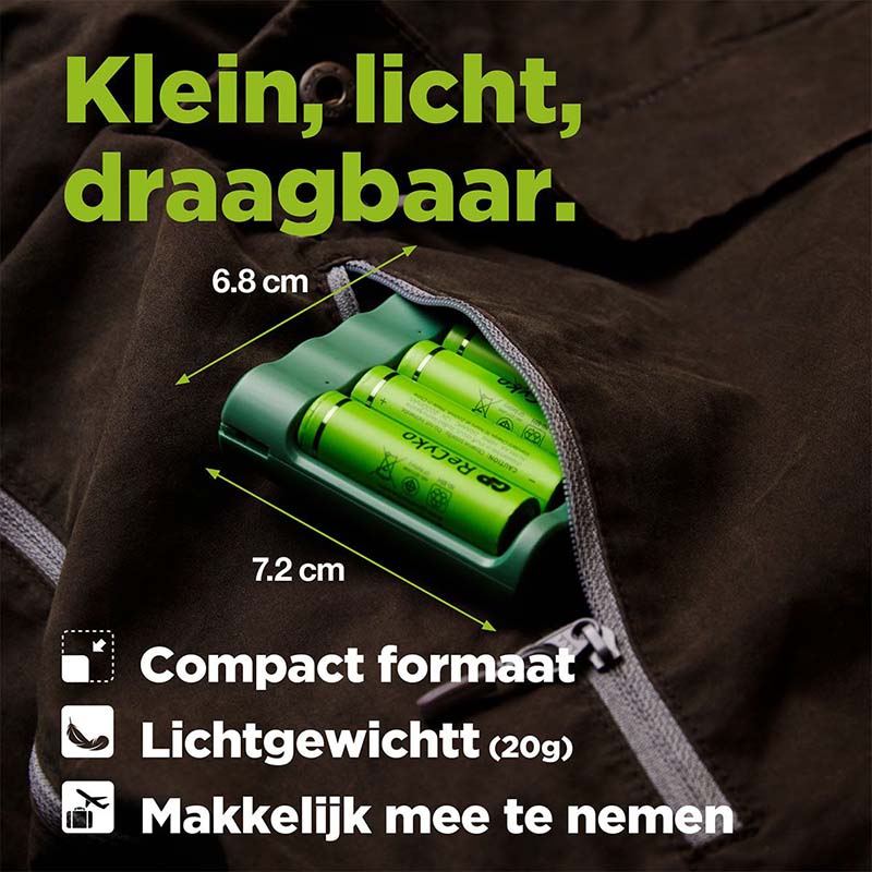 GP USB -batterilader + 4 x AA -batterier 2100mAh Nimh