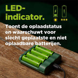 GP USB -batterilader + 4 x AA -batterier 2100mAh Nimh