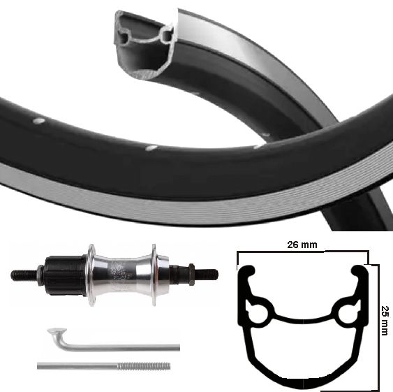 Kg bakhjul 28 tum (622) Stratos svart silverkassett 8 9 sp fast axel