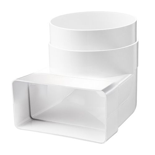 Canal plat 110x54 mm Bend 90 Vert. > v. Ø 100 mm de tuyau