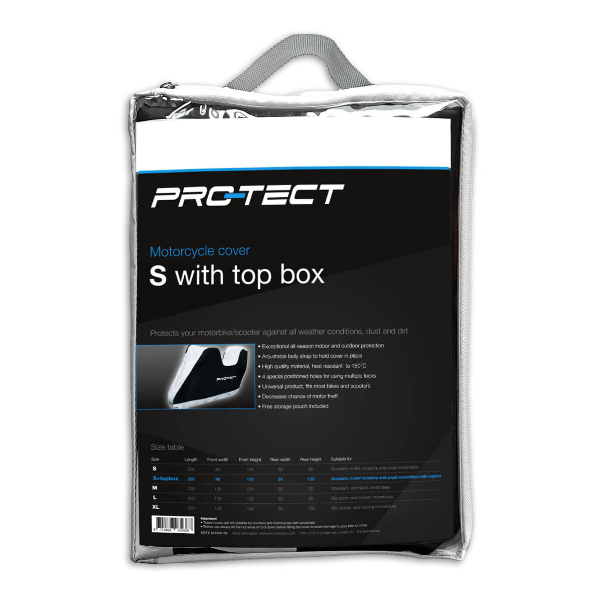 COUVERTURE DE MOTEUR PRODECT COUVERCE SCOOTER S + TOP CASE