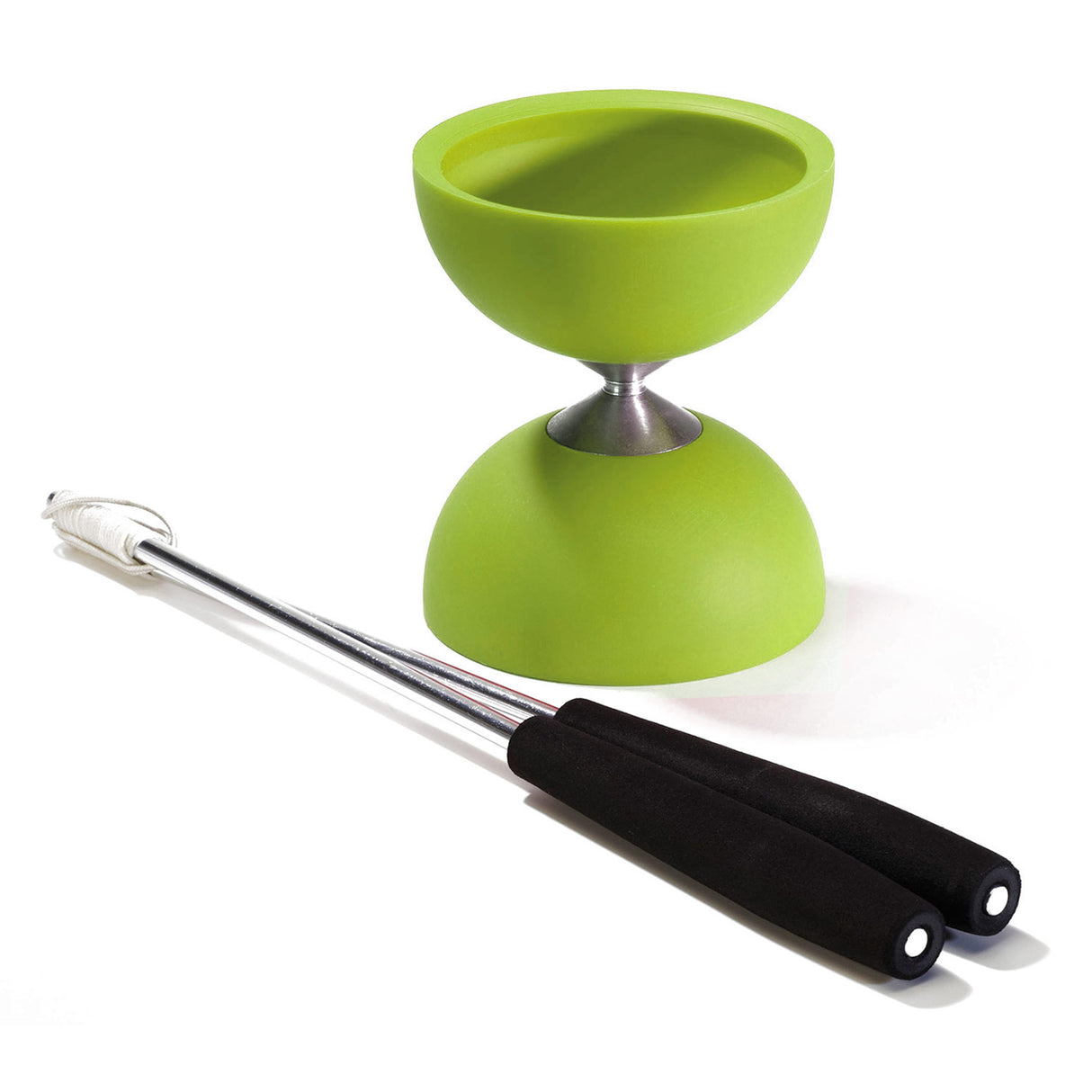 Diabolo en caoutchouc eureka avec bâtons en aluminium - vert
