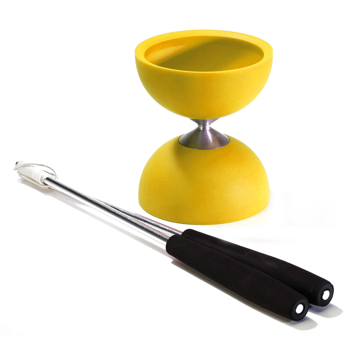 Diabolo en caoutchouc eureka avec bâtons en aluminium - jaune