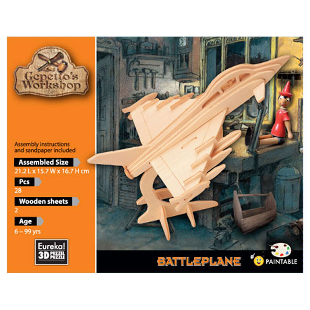 Gepettos Workshop -Holzkit 3D - Kämpfer Jet