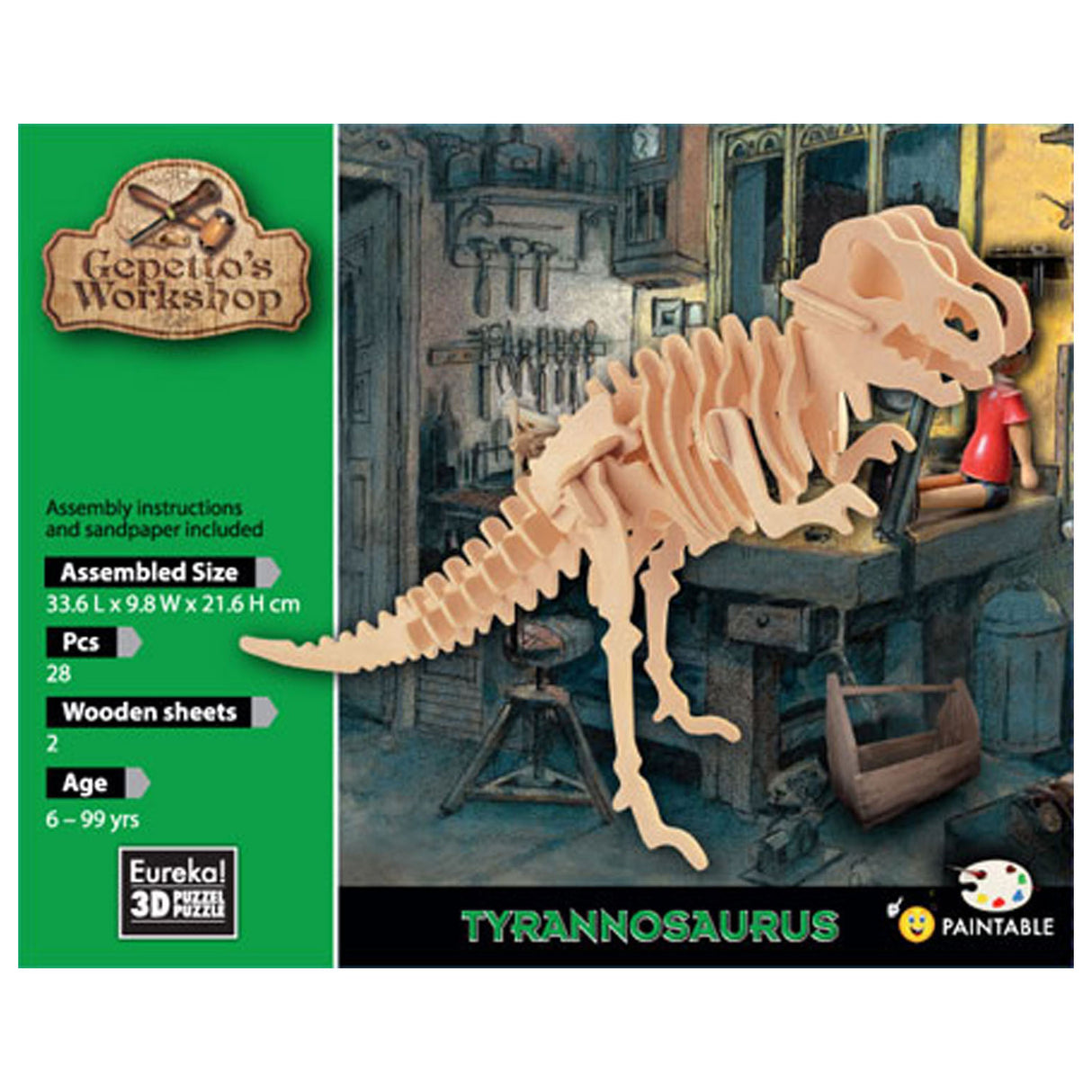 Gepettos verkstads trästats 3D - Tyrannosaurus