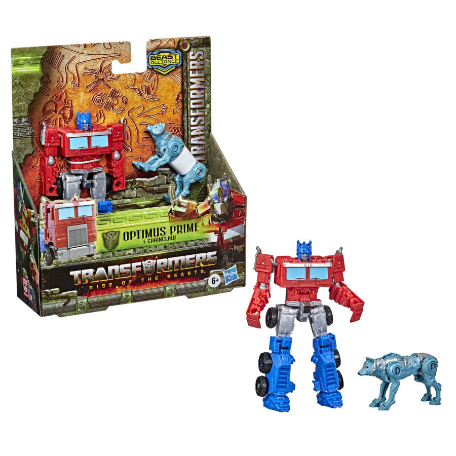 Hasbro Transformers Rise of the Beasts Army Action Figures Optimus Prime Cheincclaw