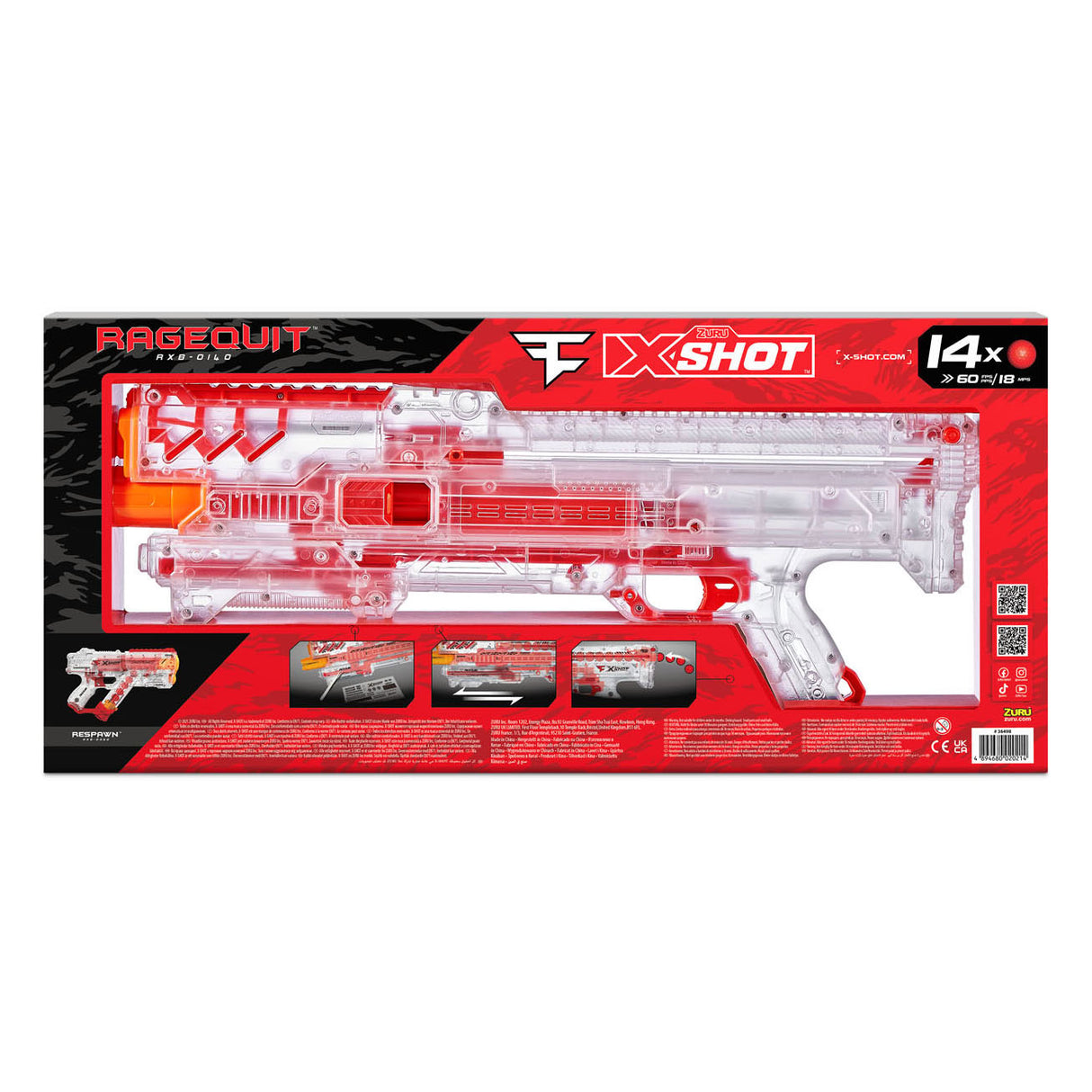 Zuru X-shot Chaos Faze Ragequit z 24 dartballami