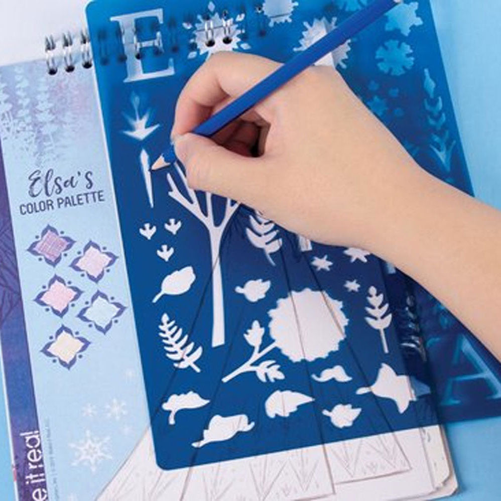 Stickerboek Spectron Frozen Sketchen avec pochoirs