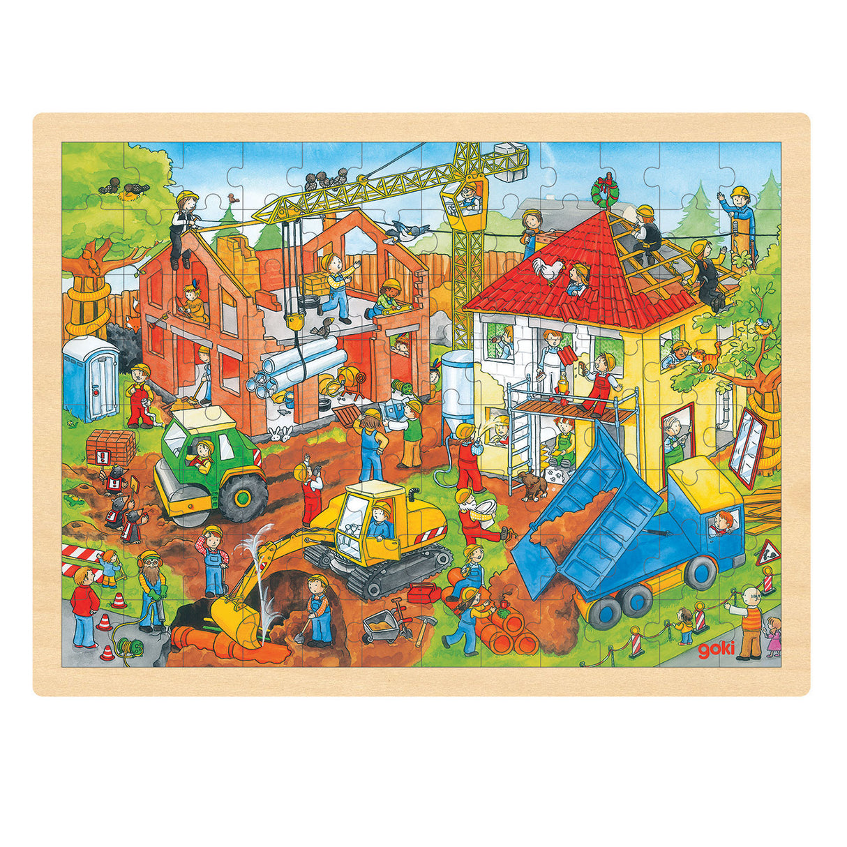Goki Wooden Jigsaw Puzzle - Site de construction, 96st.