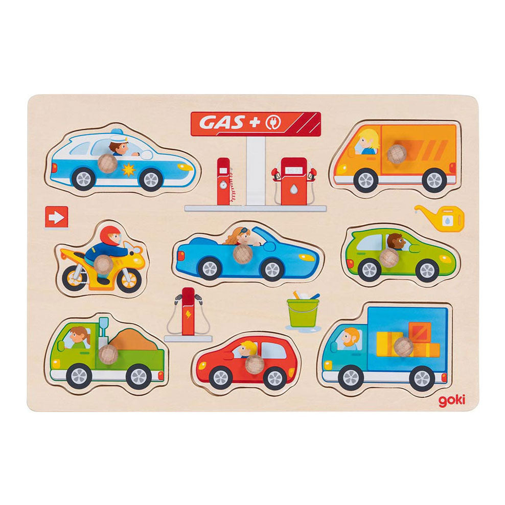 Goki lesena Nick Puzzle Bezinstation, 8st.