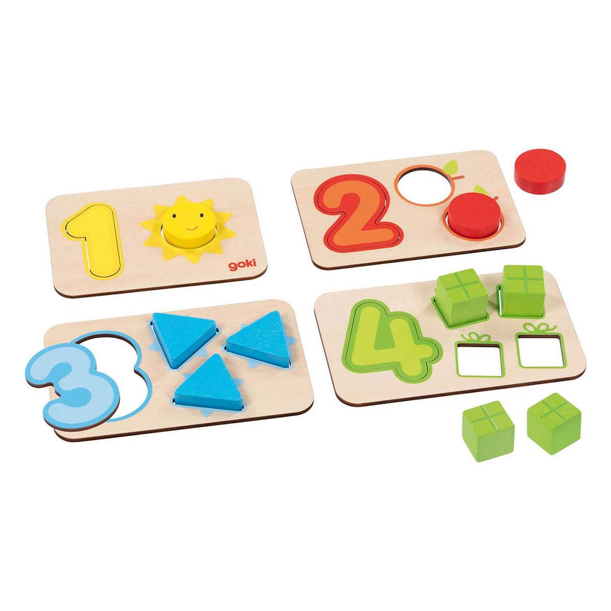 Goki wooden shape puzzle figures and shapes, 18st.