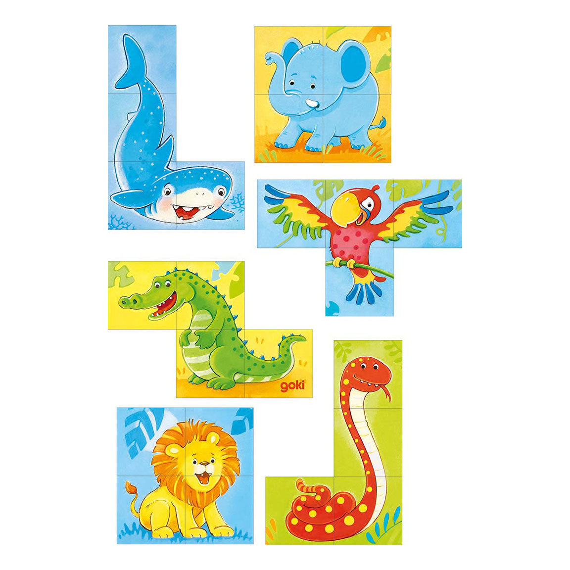 Goki Block Block Puzzle Animaux sauvages, 4e.