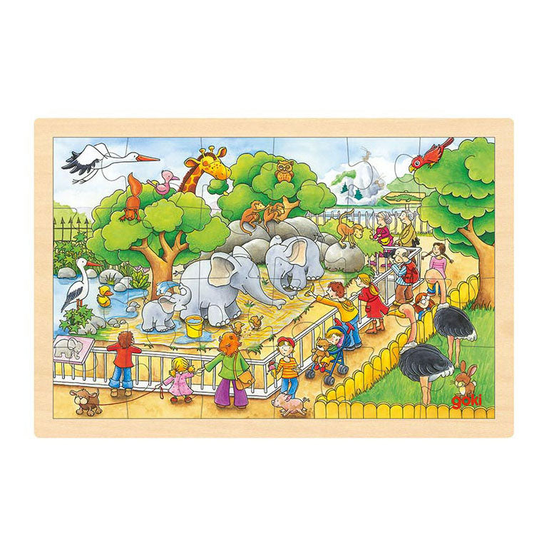 Goki Wooden Jigsaw Puzzle Besøk i dyrehagen, 24.