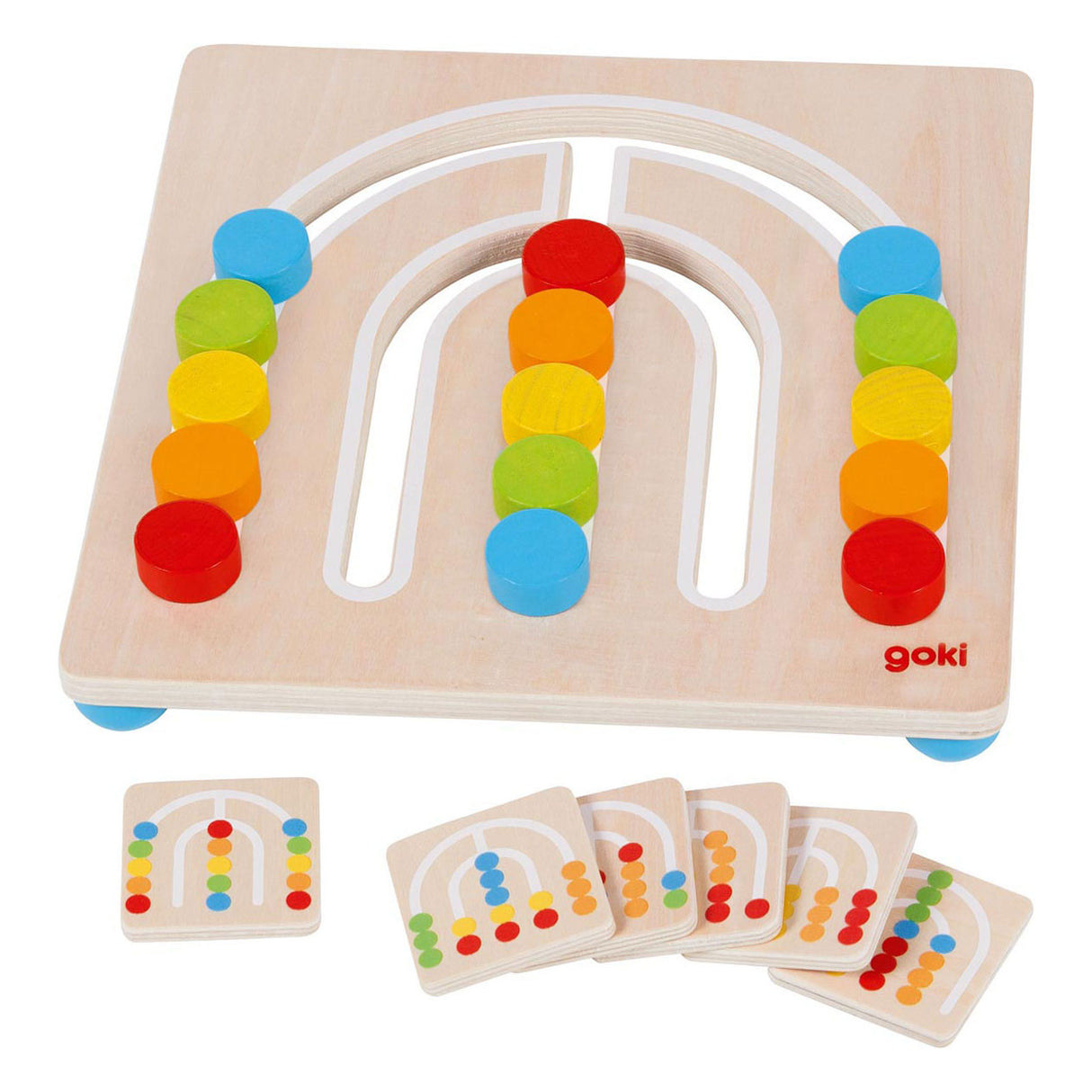 Goki houten kleur sorteerbord regenboog, 7dlg.