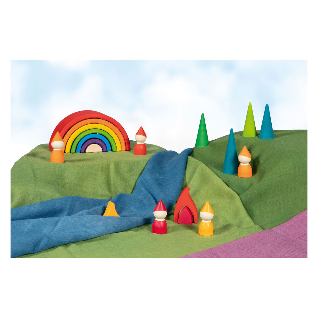 Goki träbyggnadsblock Rainbow, 5dlg.