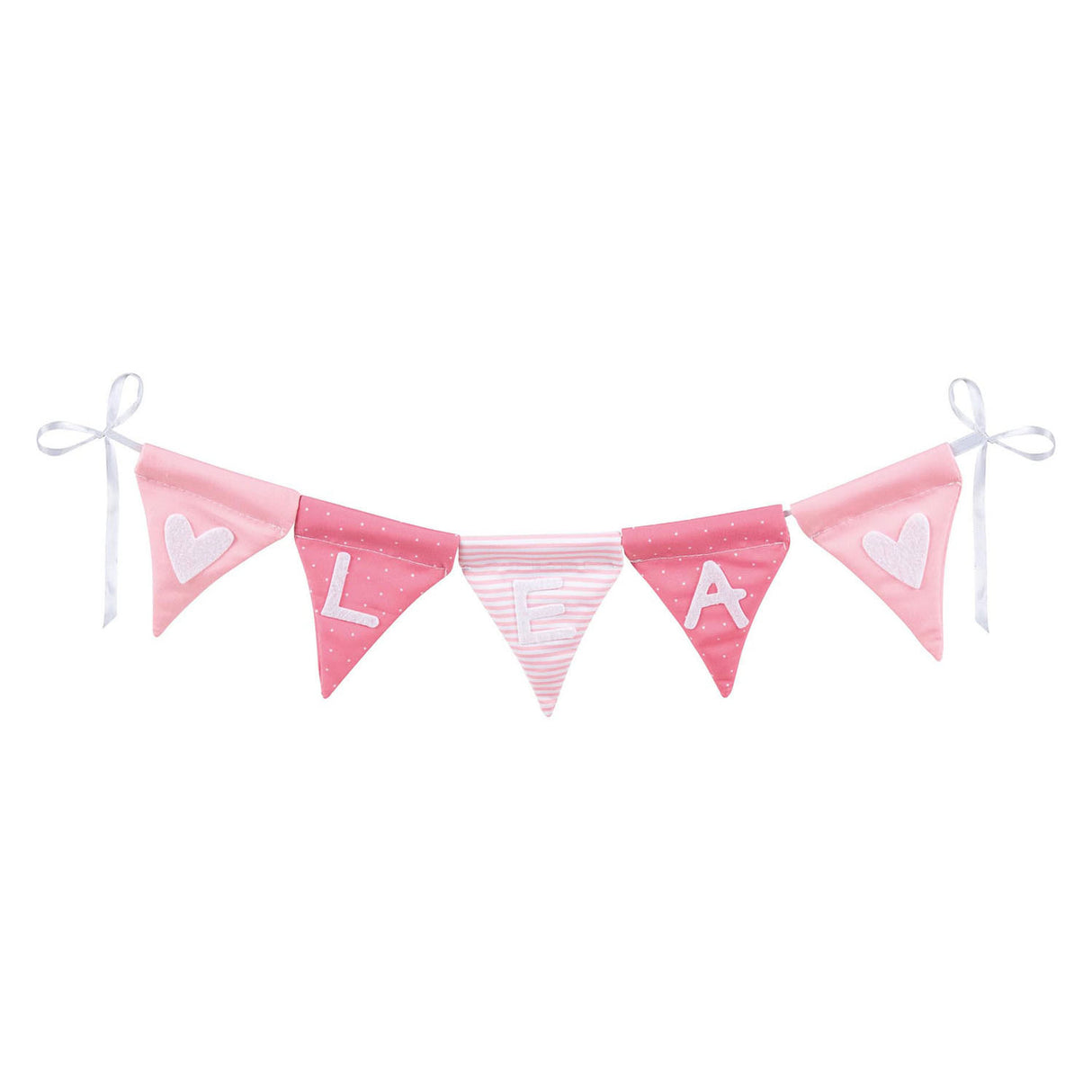 Ligne de drapeau de tissu Goki Rendre le rose avec 10 drapeaux et des caractères d'alphabet