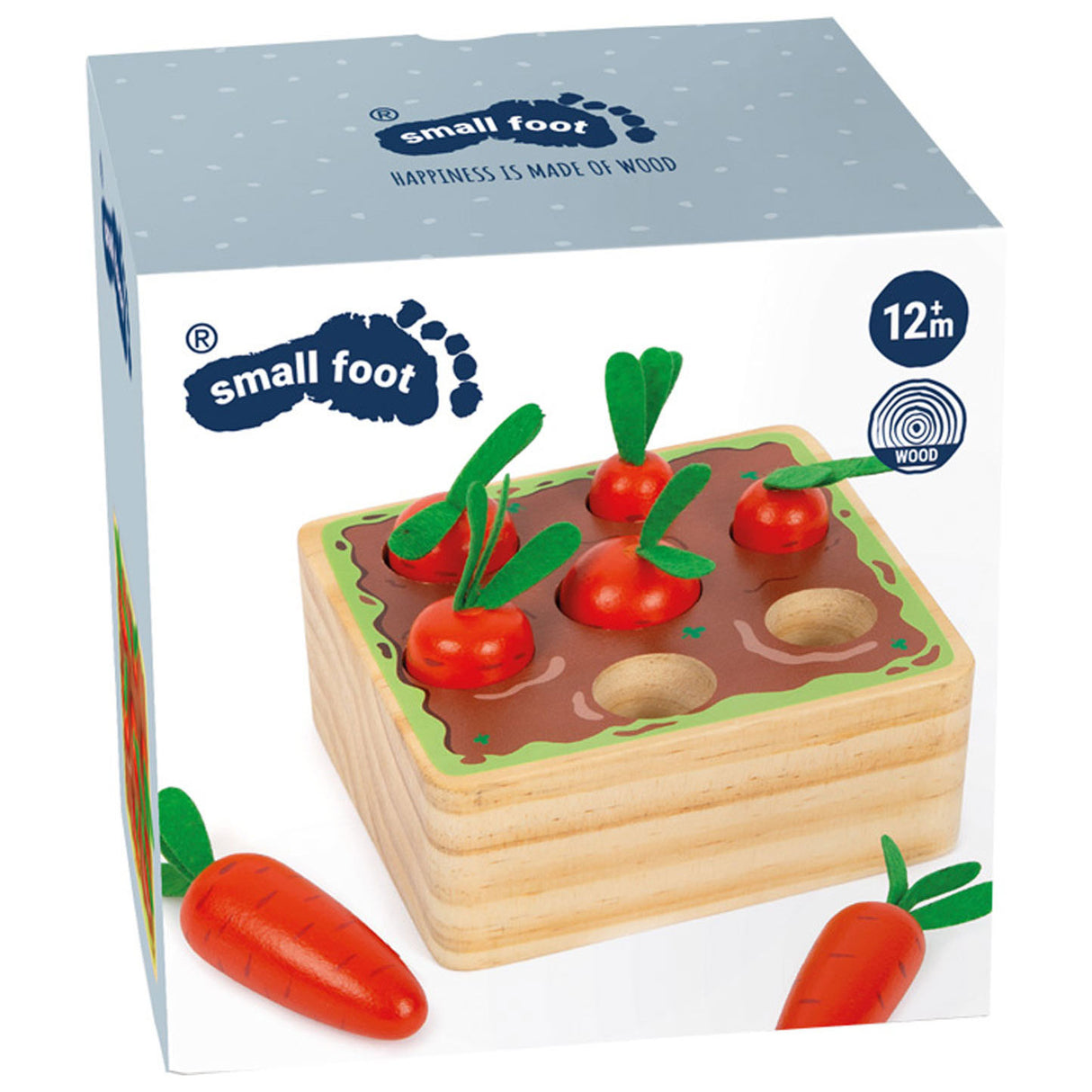 Small foot wooden carrot shape game, 8dlg.