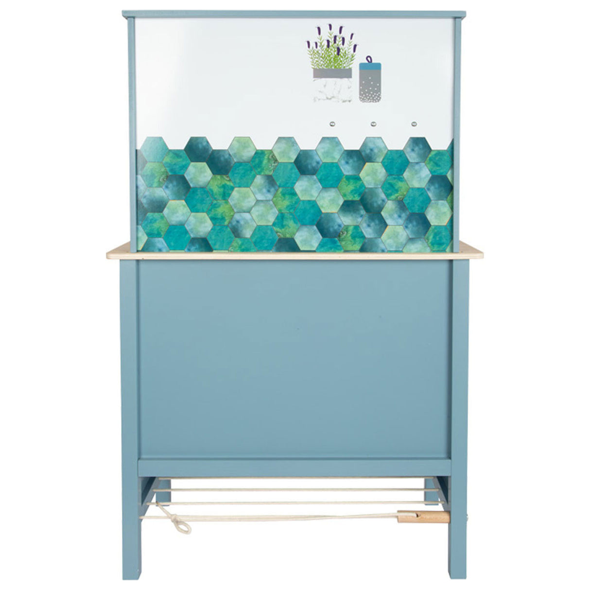 Piccole piede - cucina per bambini in legno blu, 7dlg.