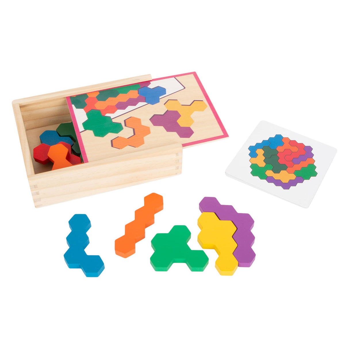Petit pied de forme en bois hexagone